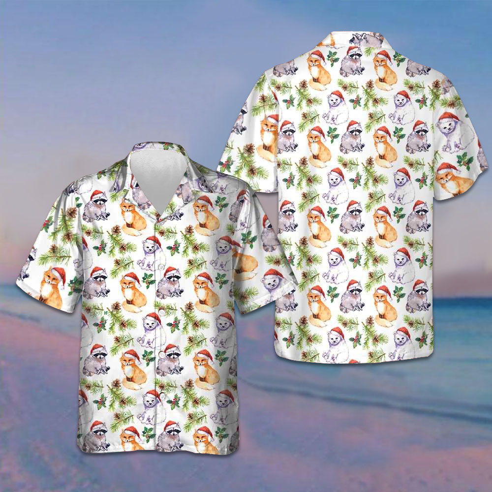 Cute Animals In Christmas Hat Hawaiian Shirt Merry Xmas Button Up Shirt Men Best Gifts Cute Animals In Christmas Hat Hawaiian Shirt Merry Xmas Button Up Shirt Men Best Gifts