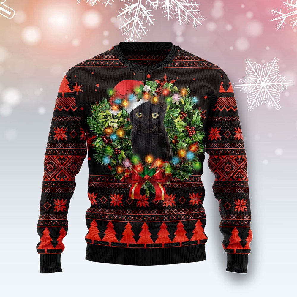 Cute Black Cat Unisex Womens Mens Ugly Christmas Holiday Sweater Gifts Gift For Christmas