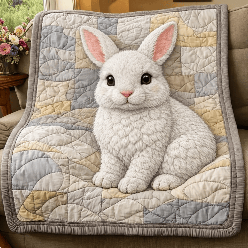 Cute Bunny Quilted Blanket Holiday Bedroom Decoration Items Gift Ideas For Daughter