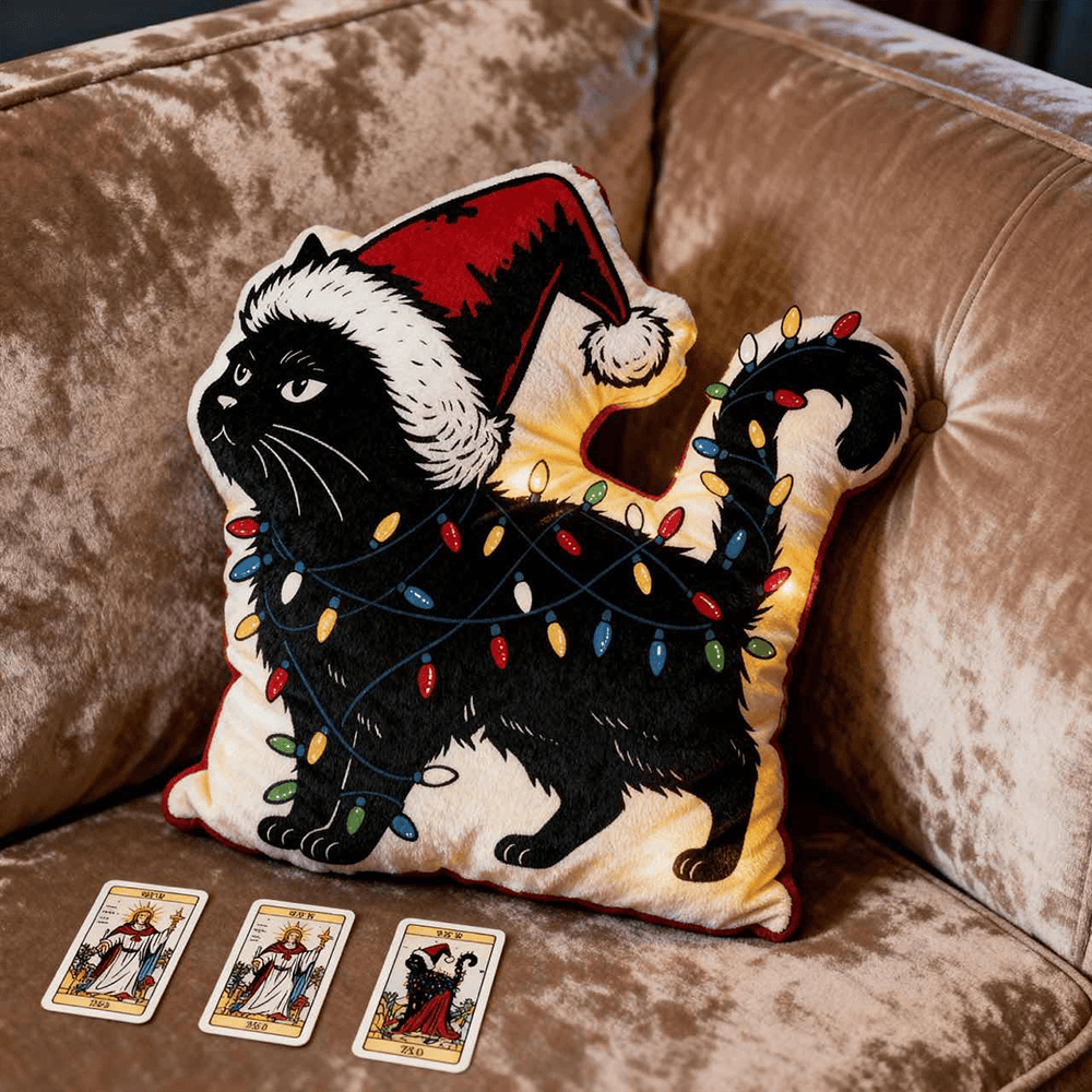 Cute Cat Christmas Pillow Animal Themed Christmas Decor Xmas Gifts For Cat Lovers