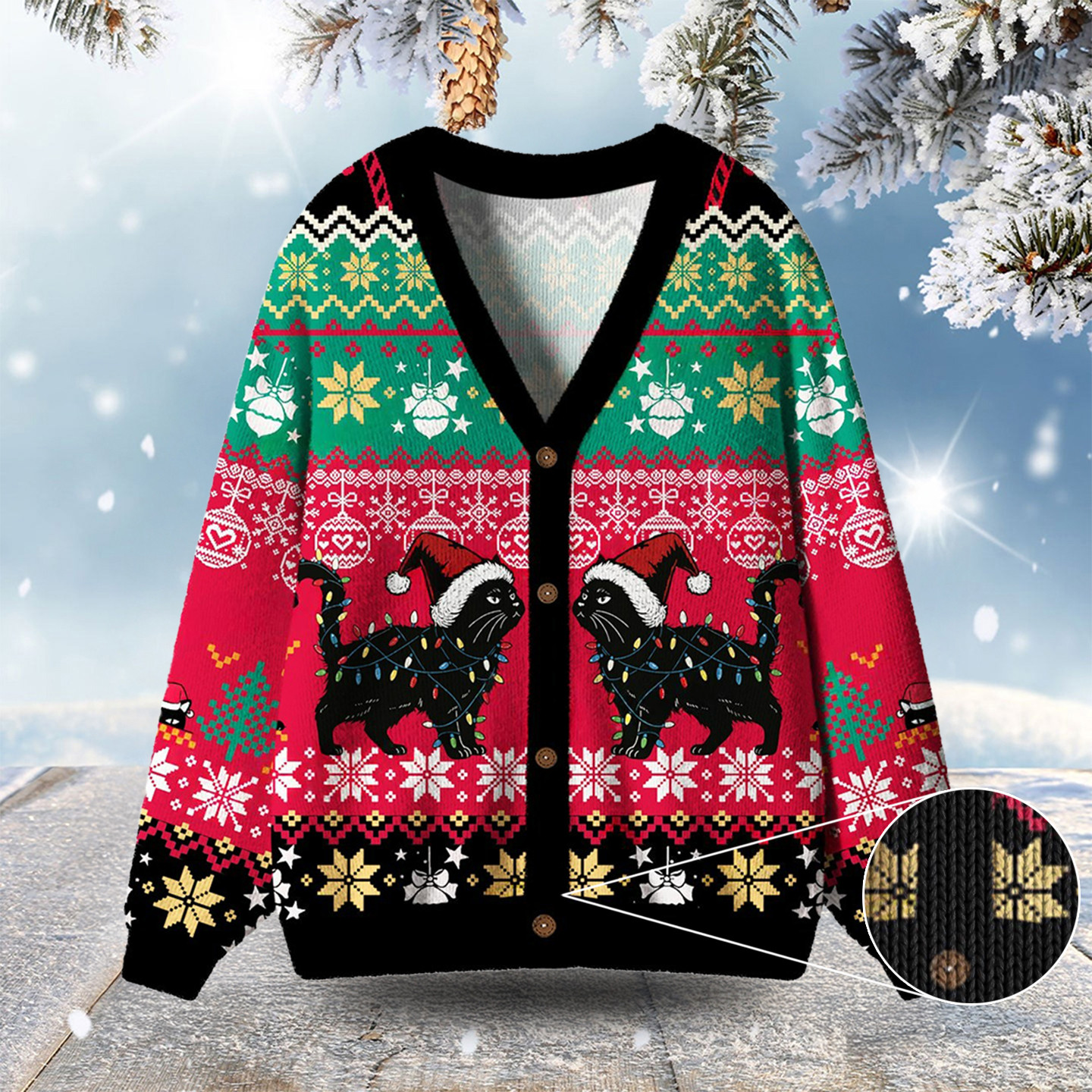 Cute Cat Christmas Ugly Cardigan Sweaters Cute Christmas Outfits Gift Idea For Cat Owner