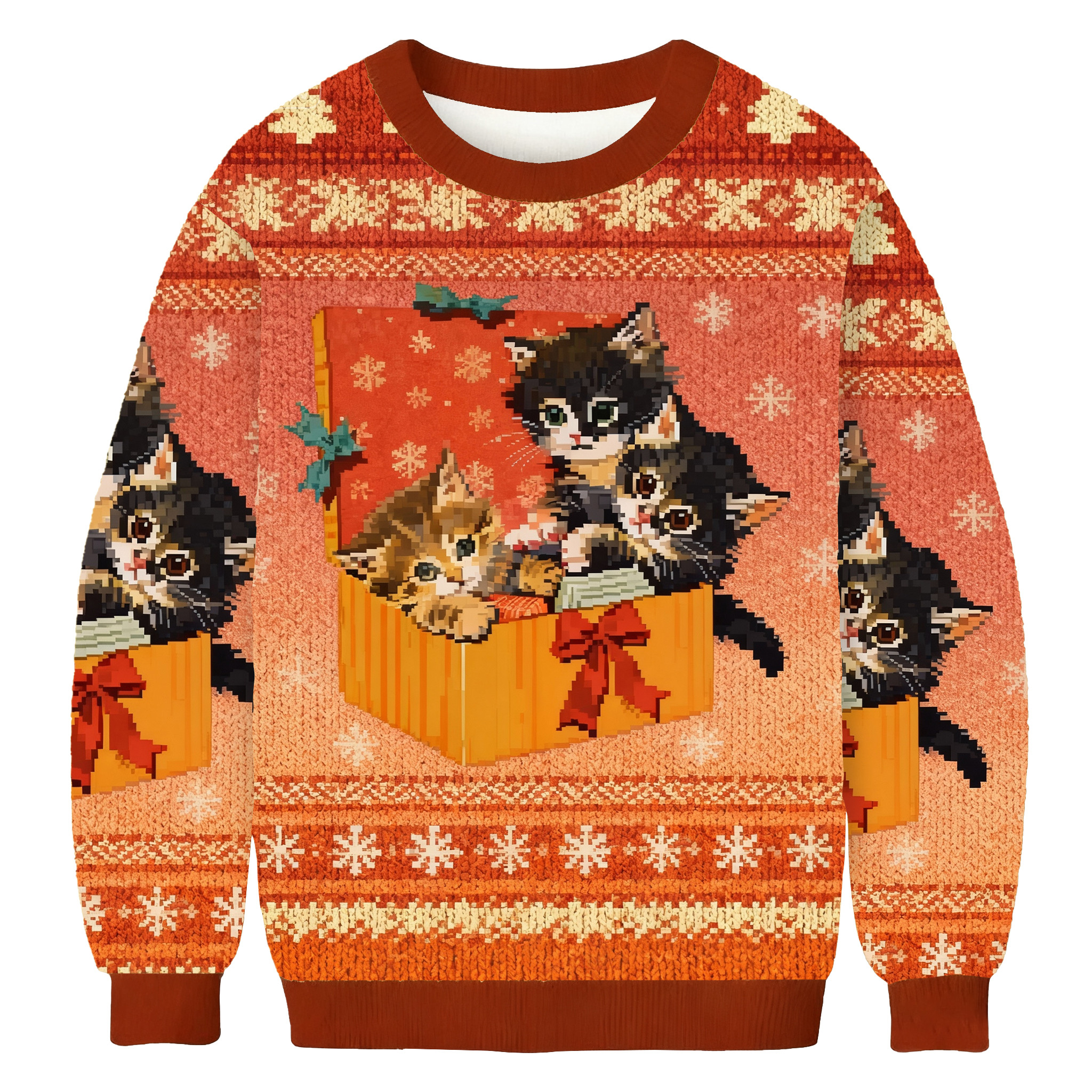 Cute Cat Christmas Ugly Sweater Holiday Clothing Christmas Gifts For Kitty Lovers