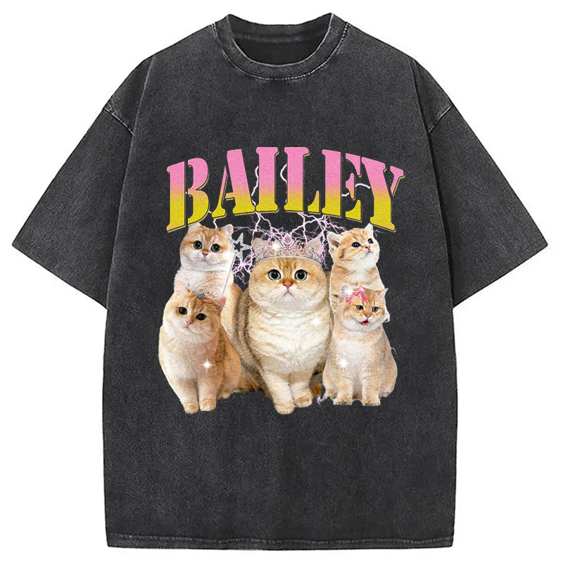 Cute Cat Meme Washed T-Shirt Retro Humor Graphic Top Gifts For Him Cute Cat Meme Washed T-Shirt Retro Humor Graphic Top Gifts For Him