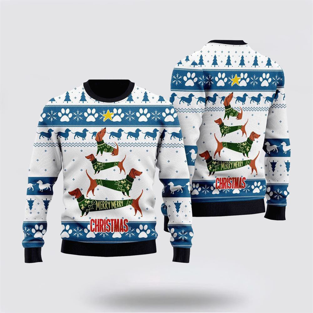 Cute Dachshund Merry Christmas Ugly Christmas Sweater Christmas Gift For Dog Love