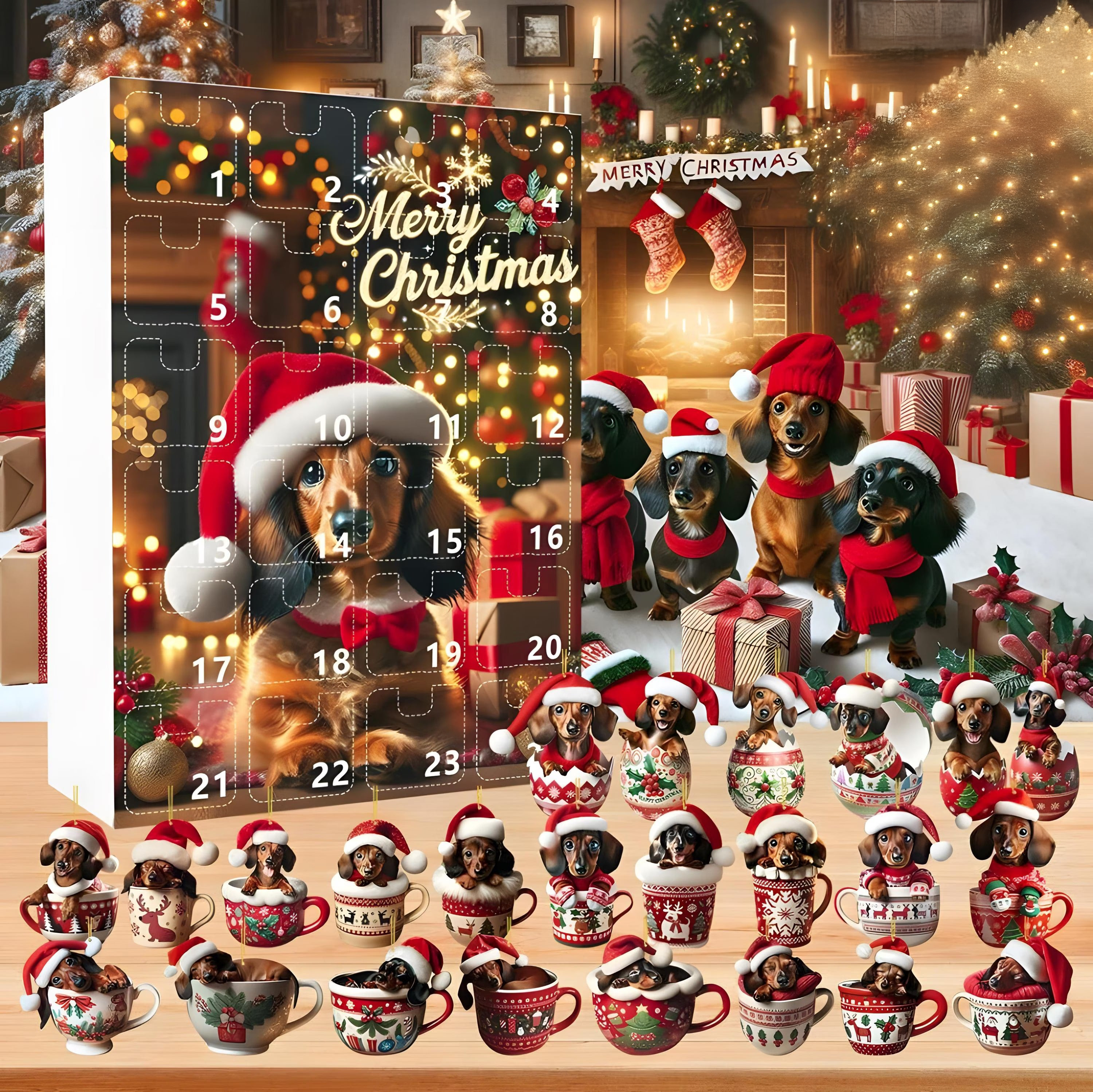 Cute Dachshund Ornament Advent Calendar 2025 Dog Advent Calendar Christmas Day Countdown