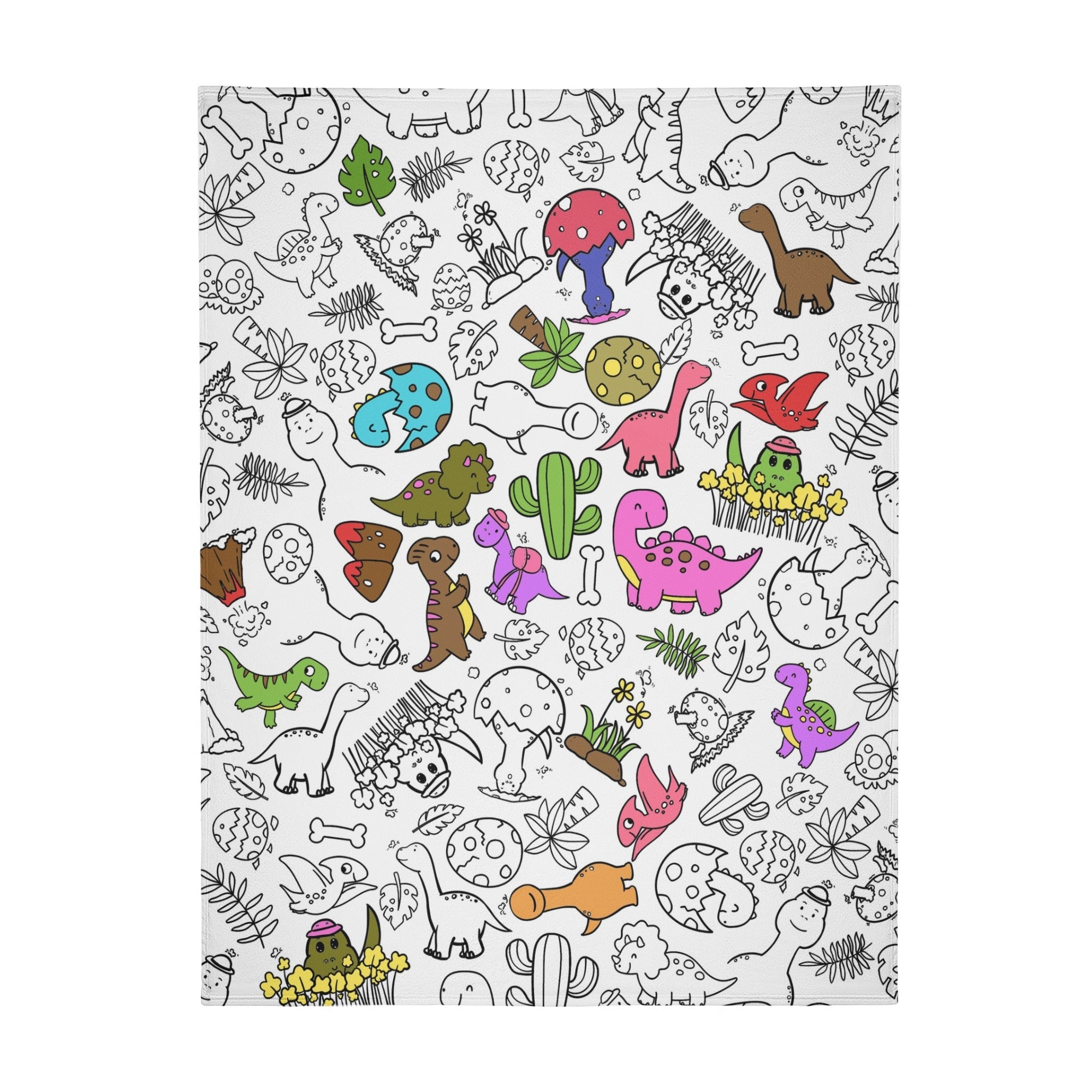 Cute Dinosaur Coloring Blanket- Gift for Kids Cute Dinosaur Coloring Blanket- Gift for Kids