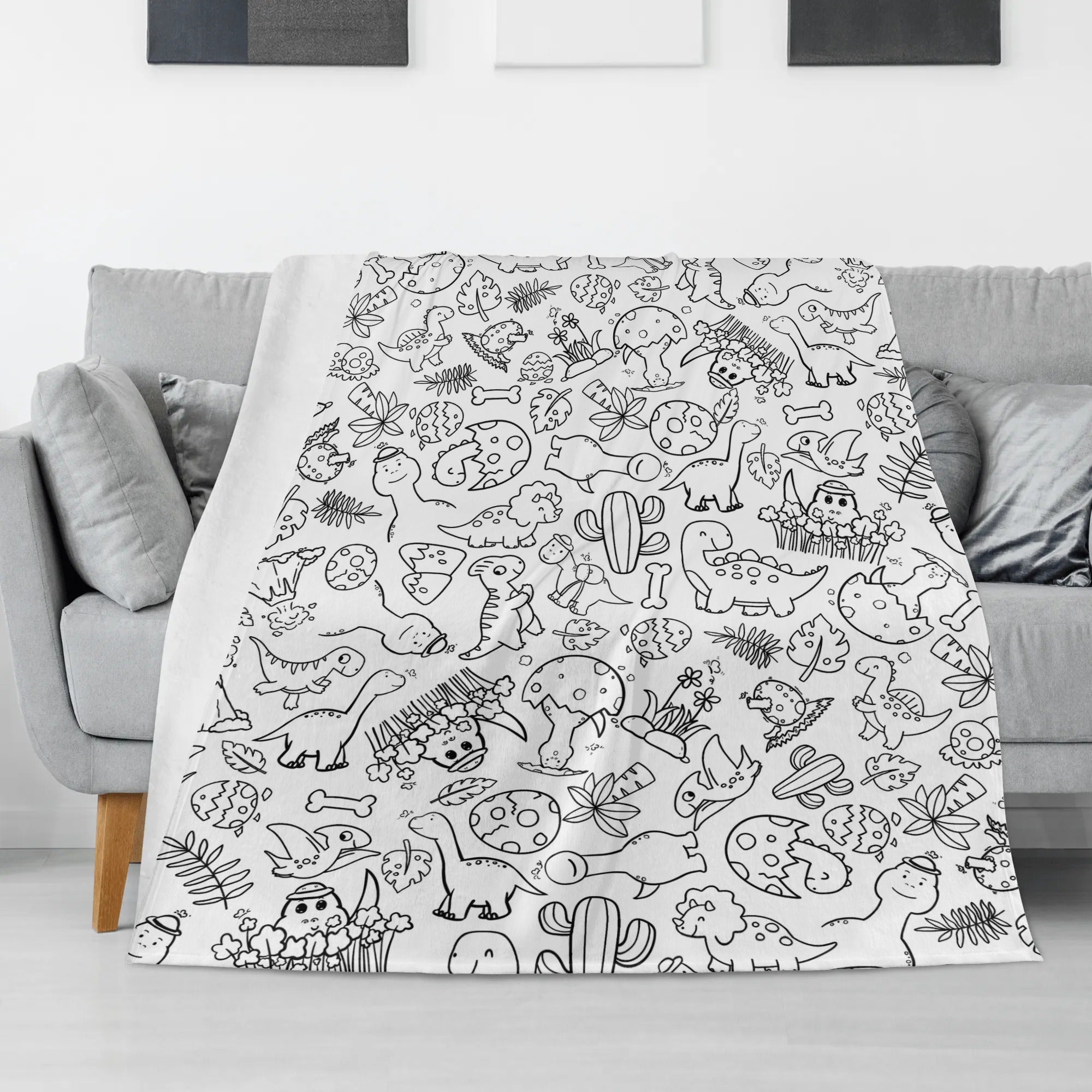 Cute Dinosaur Coloring Blanket- Gift for Kids Cute Dinosaur Coloring Blanket- Gift for Kids