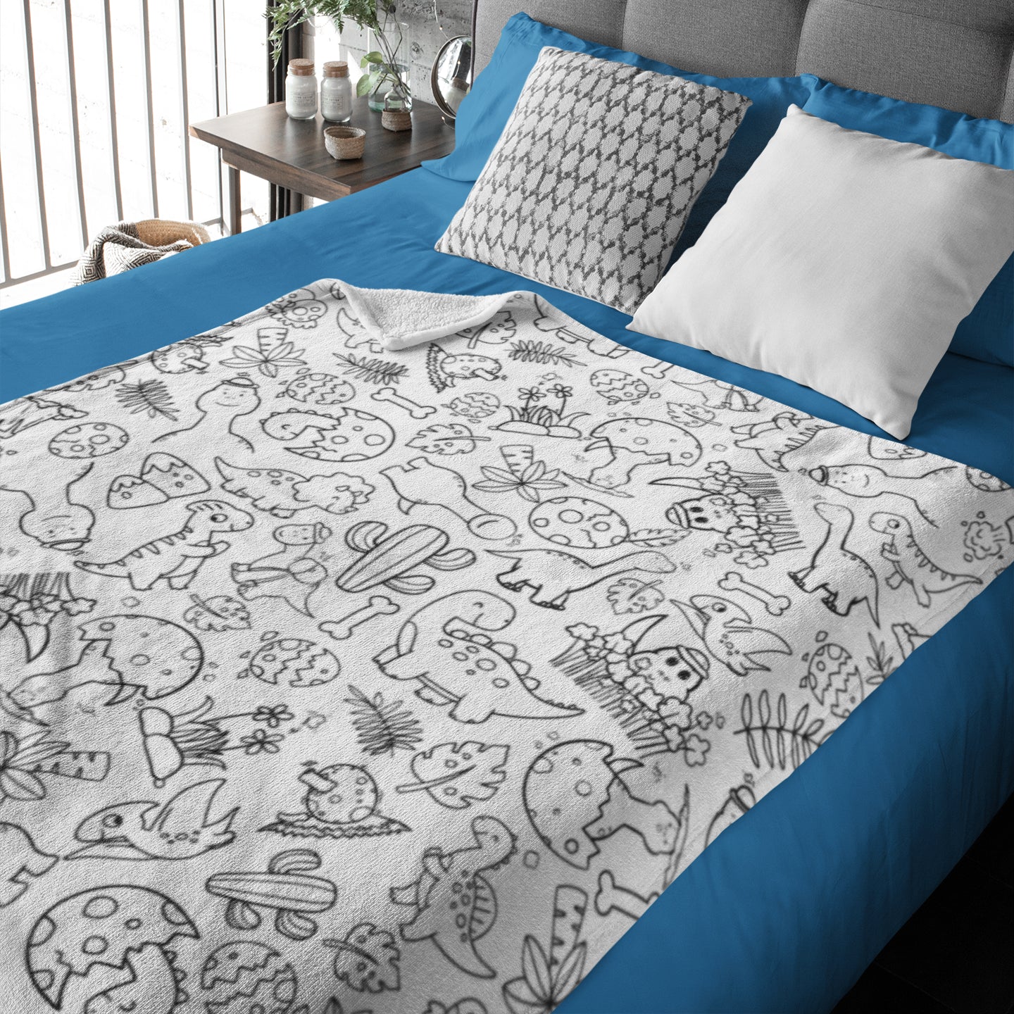 Cute Dinosaur Coloring Blanket- Gift for Kids Cute Dinosaur Coloring Blanket- Gift for Kids