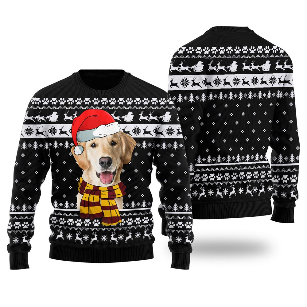 Cute Dog Custom Pet Christmas Sweater Black Best Christmas Sweaters