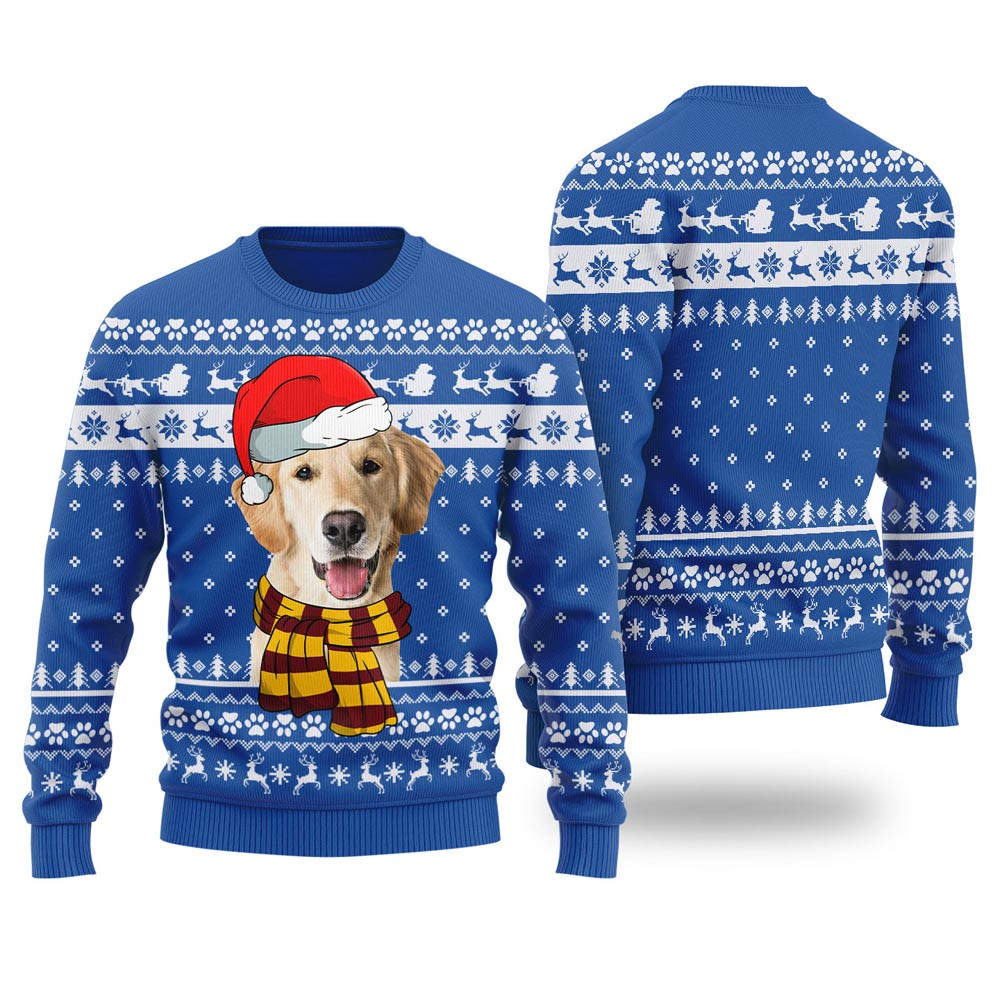 Cute Dog Custom Pet Christmas Sweater Royal Ugly Christmas Sweater For Men