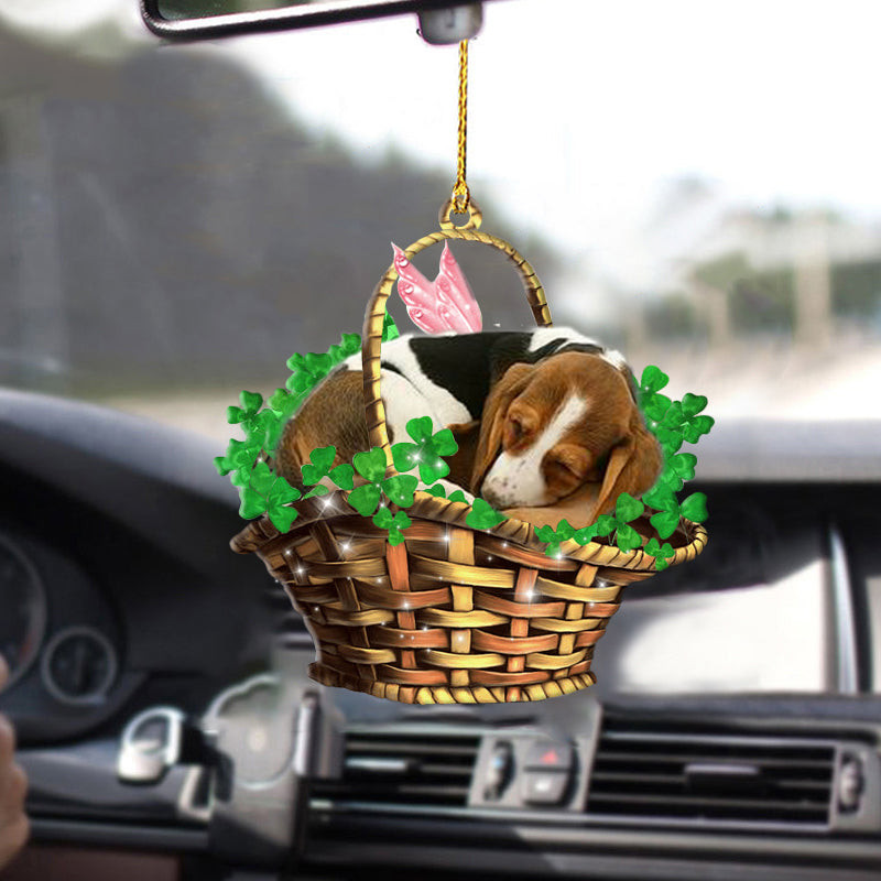 Cute Dog Ornament For Car Basset hound Sleeping Lucky Fairy Two Sided Ornament