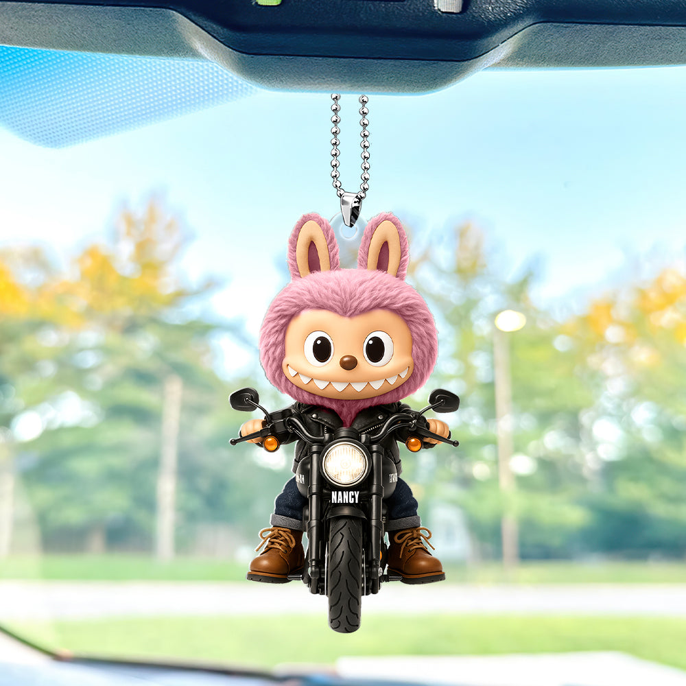 Cute Doll Car Ornament - Personalized Gifts For Motorcycle Lovers - Festive Holiday Keepsake Gift