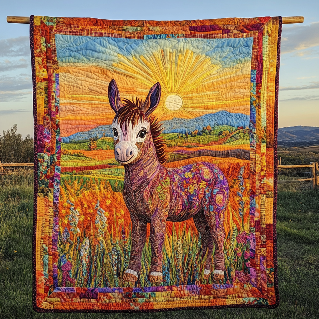 Cute Donkey Design Quilted Blanket Gifts For Donkey Lovers