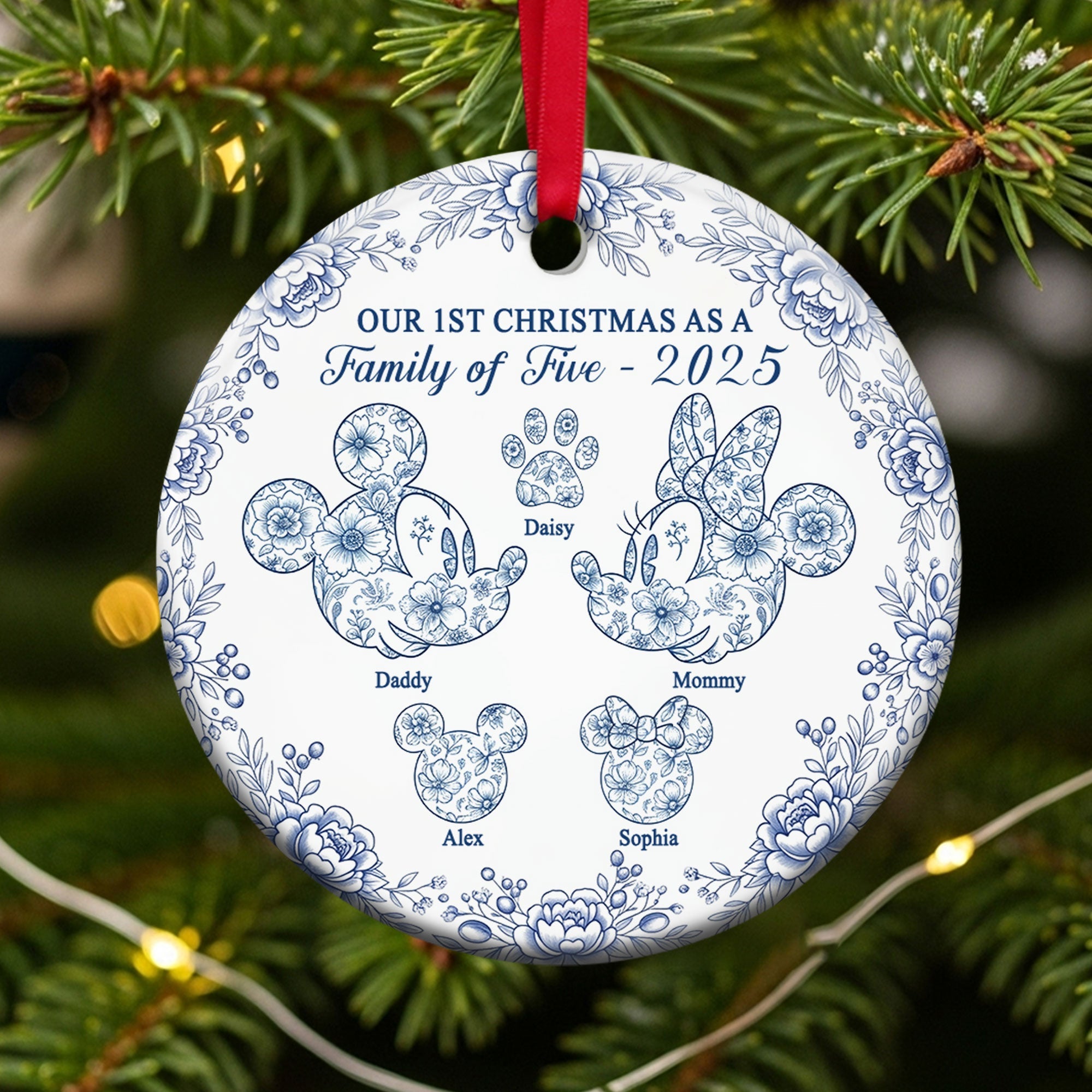 Cute Four Toile Family Ornament - Personalized Gifts For Family - Festive Holiday Keepsake Gift Cute Four Toile Family Ornament - Personalized Gifts For Family - Festive Holiday Keepsake Gift