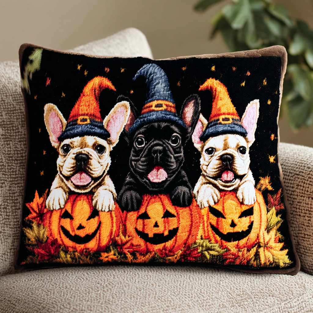 Cute French Bulldog Quilted Pillow Case Halloween Throw Pillow Covers French Bulldog Gifts For Her