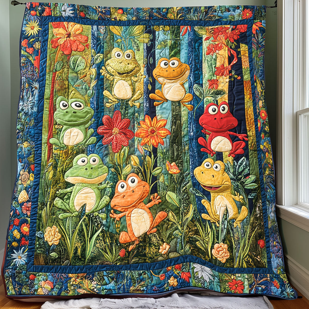 Cute Frogs Quilt Blanket Couch Blanket Special Present For Mum