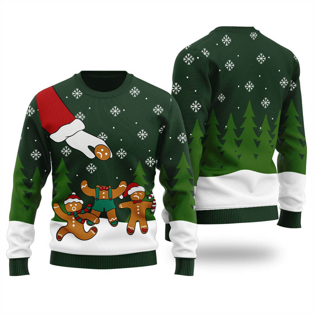 Cute Gingerbread Christmas Sweaters Womens Forest Green Lovely Christmas Sweater Gift for Mom or Grandma