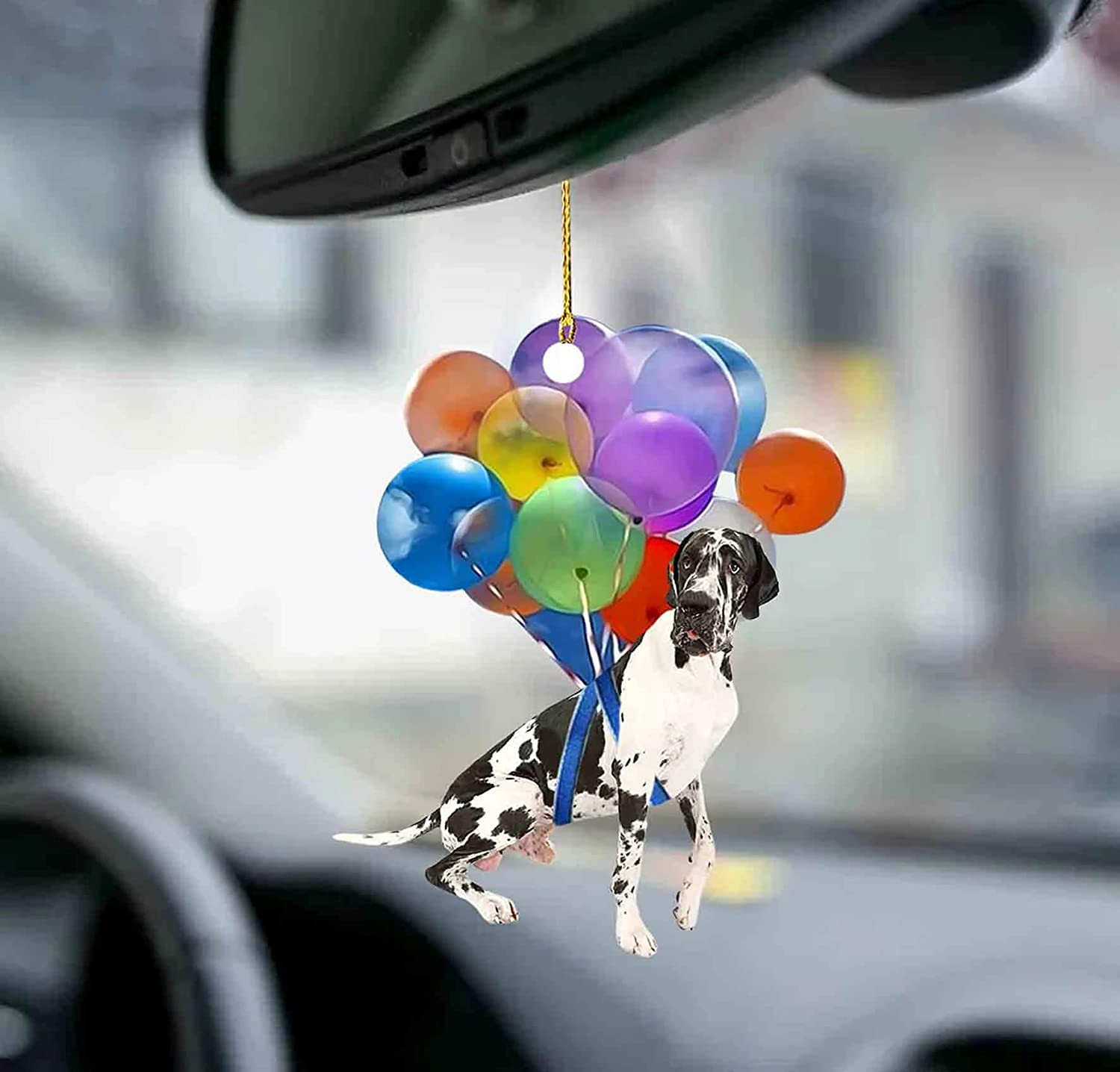 Cute Great Dane Dog Fly With Bubbles Car Hanging Ornament Dog Ornament Lasfour