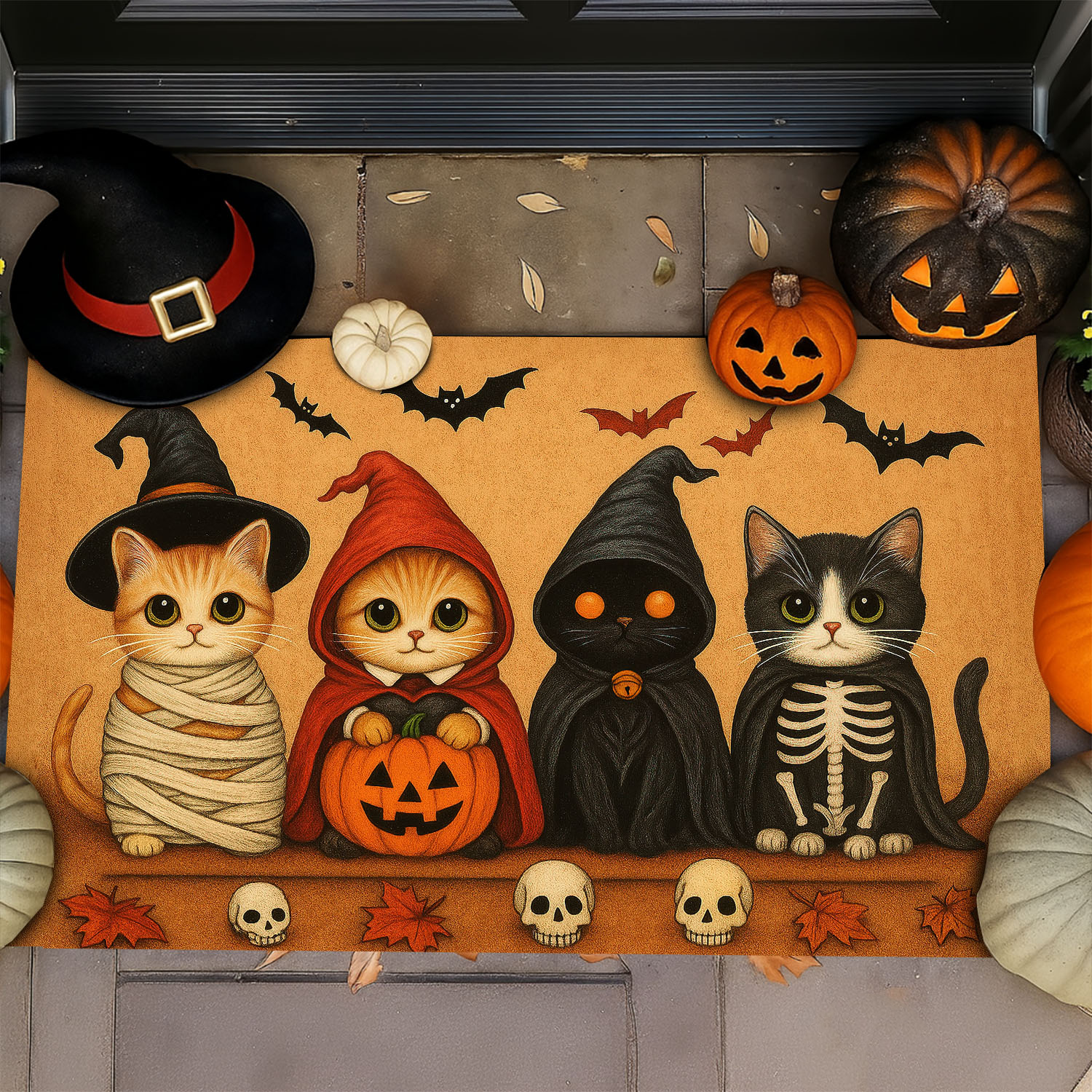 Cute Halloween Cat Doormat Cat Squad Spooky Doormat For Home Decor Housewarming Gift Welcome Mat Gift For Cat Lovers