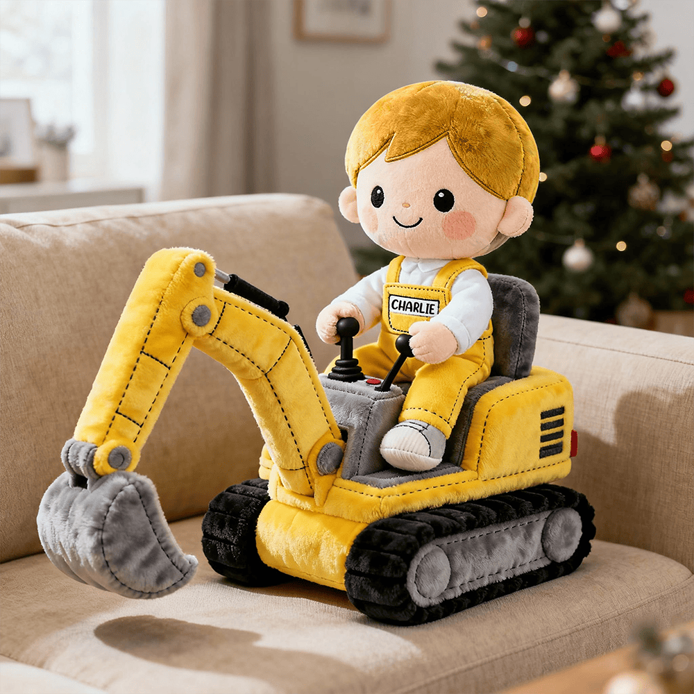 Cute Kid Operating Excavator Custom Shape Pillow - Personalized Gifts For Kid - Secret Santa Gifts Funny Ideas Cute Kid Operating Excavator Custom Shape Pillow - Personalized Gifts For Kid - Secret Santa Gifts Funny Ideas