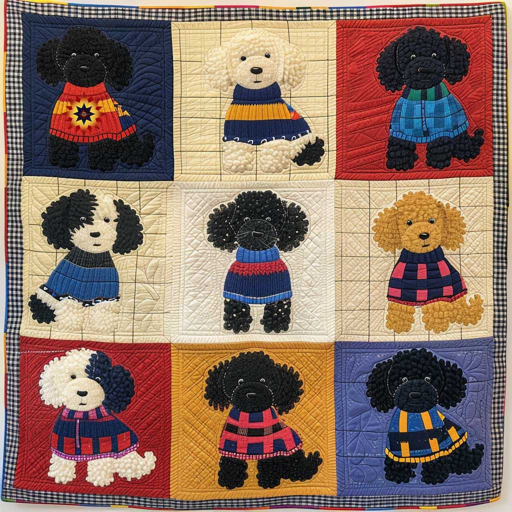 Cute Little Poodle Holiday Christmas Quilt Blanket Christmas Gift Ideas For Him