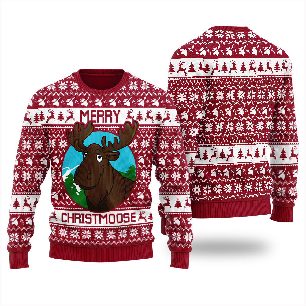 Cute Moose Mens Ugly Christmas Sweater Trendy Winter Sweatshirt for Cozy Moments