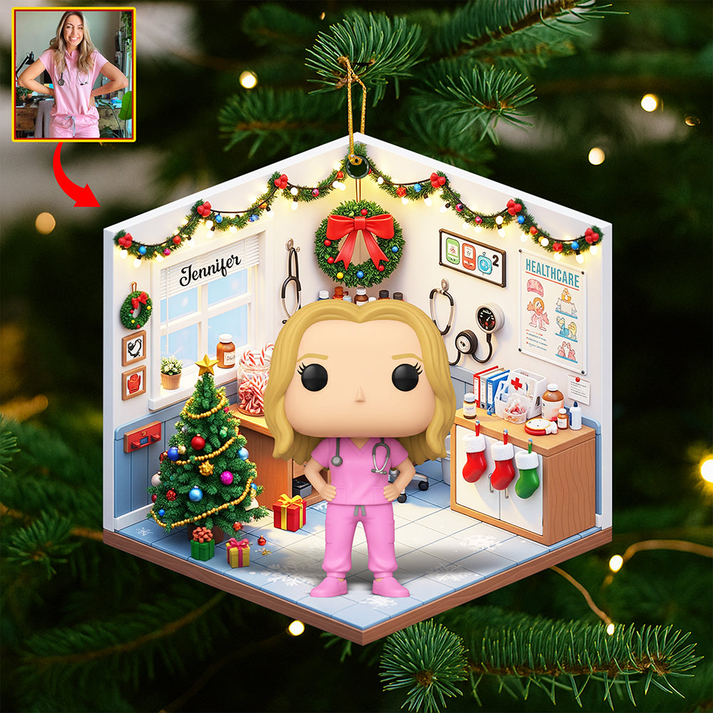 Cute Nurse Christmas Ornament - Custom Photo Gifts For Nurse - Xmas Ornament Gift