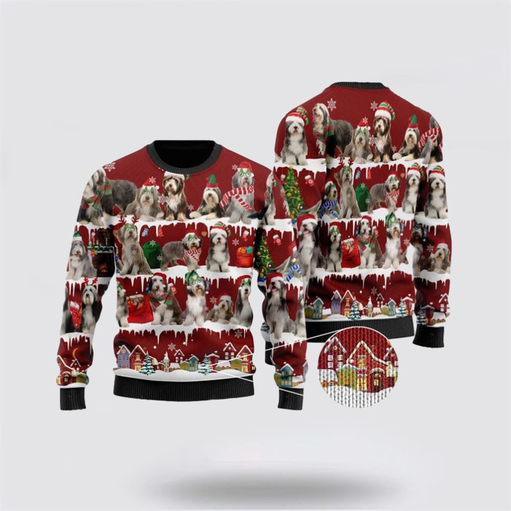 Cute Old English Sheep Dog Ugly Christmas Sweater Christmas Gift For Dog Love