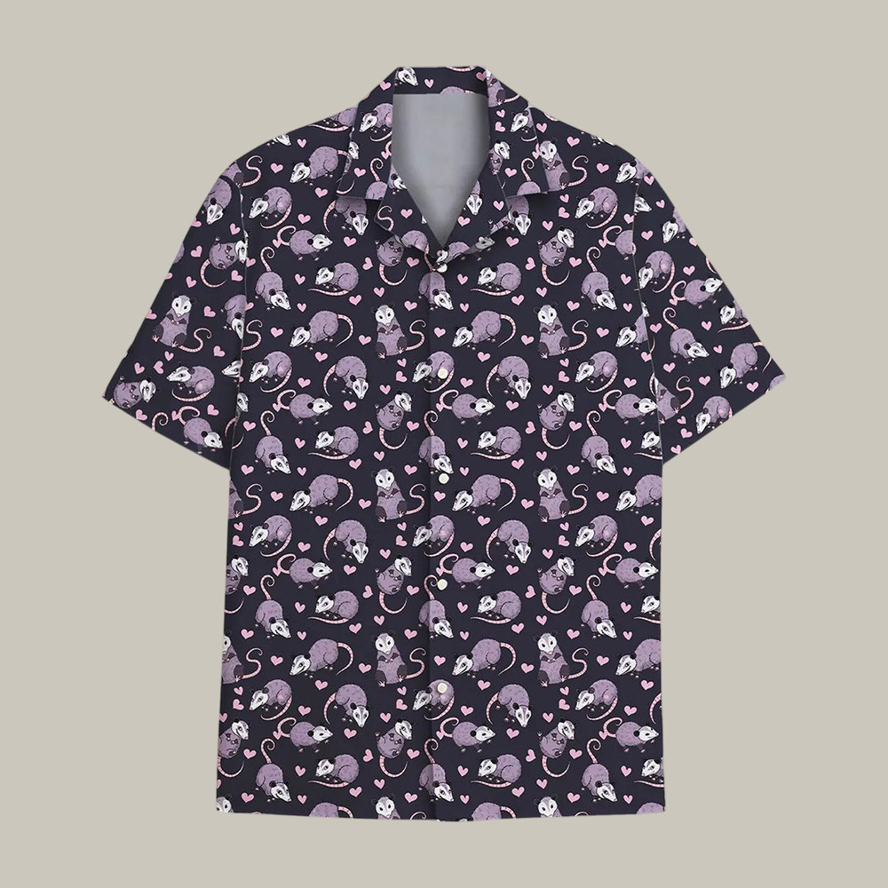 Cute Opossum Hawaiian Shirt Funny Purple Possum Shirt Lovely Gift For Father's Day