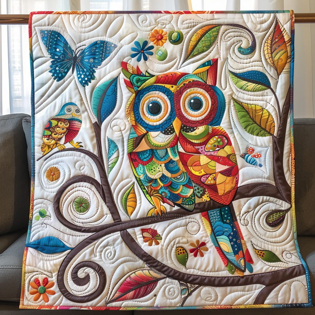 Cute Owl Quilted Blanket Gift For Owl Lover