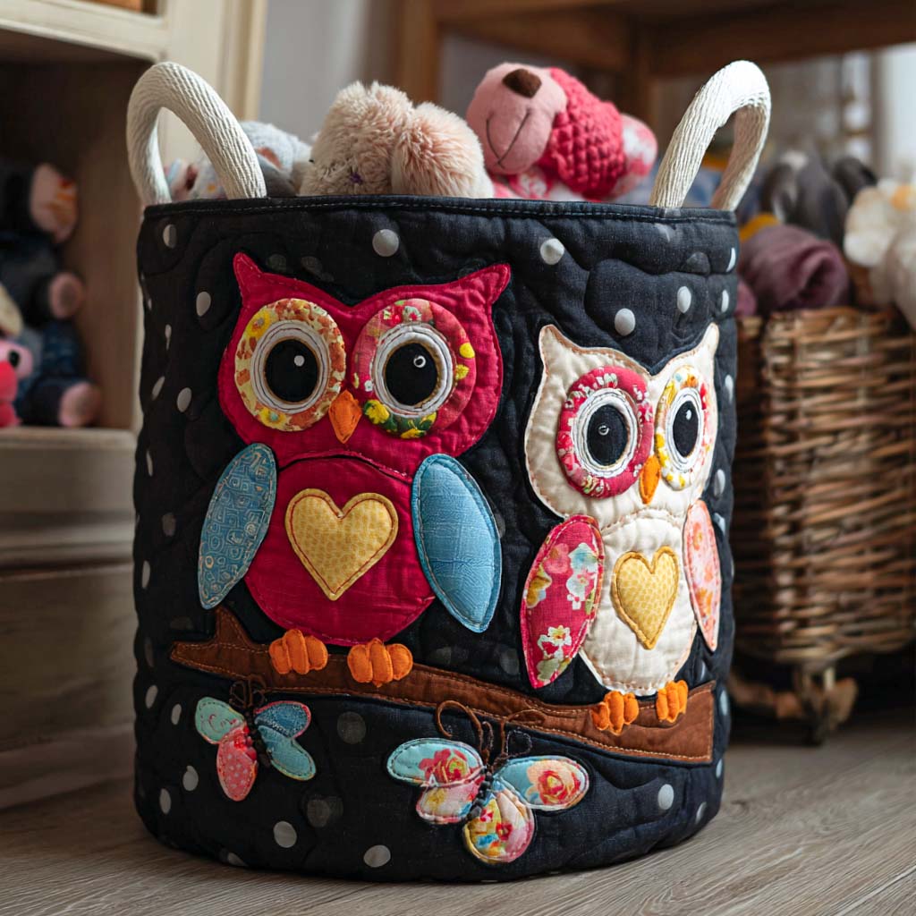 Cute Owl Quilted Laundry Basket Luxury Quilted Laundry Bin Gift for Organized Living
