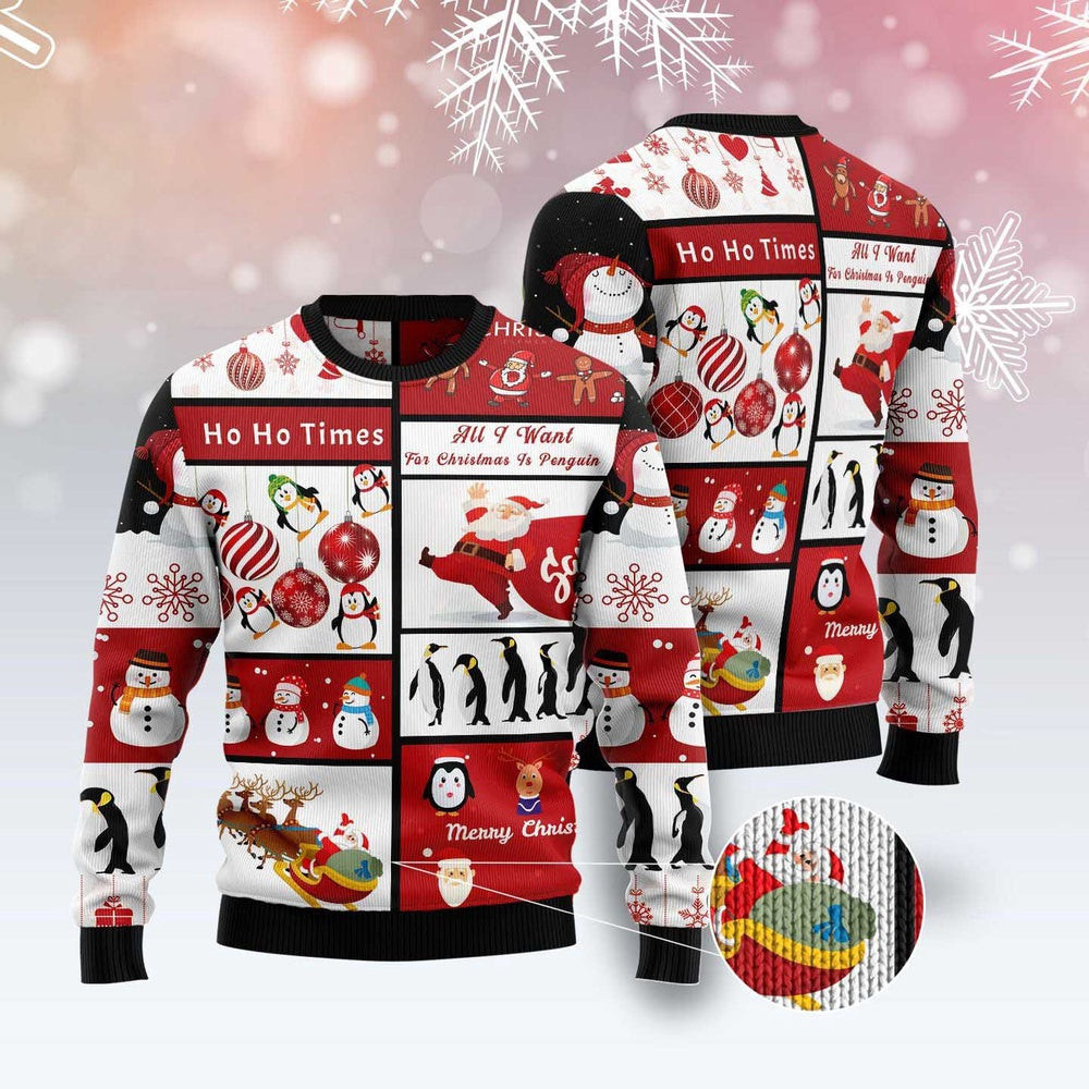 Cute Penguin Santa Claus Ugly Christmas Sweater Funny Ugly Christmas Sweater Xmas Gifts