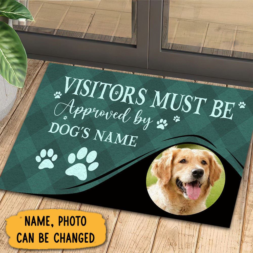 Cute Personalized Dog Doormat Visitors Must Be Approved Doormat For Home Decor Housewarming Gift Welcome Mat Gift For Dog Lovers