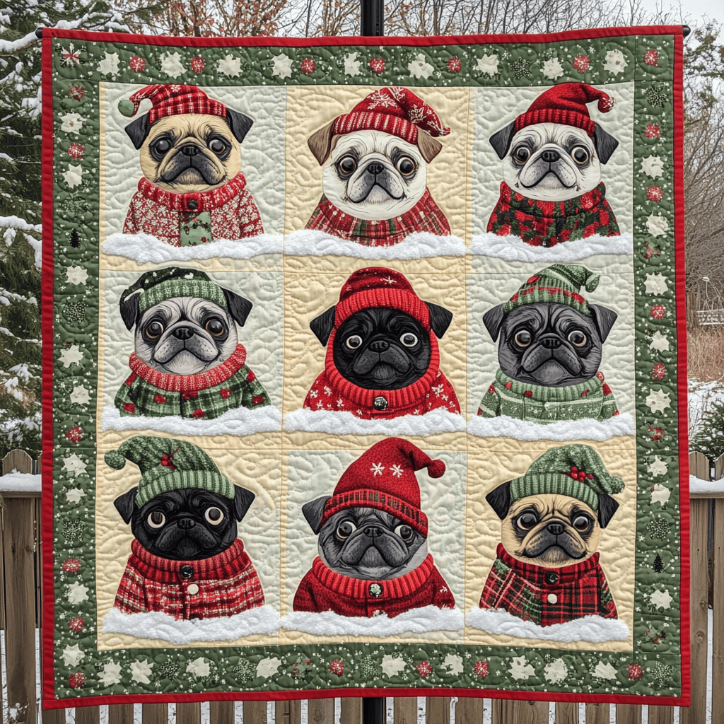 Cute Pugs And Ugly Sweaters Quilt Blanket Throws For Couch Cute Mothers Day Gifts