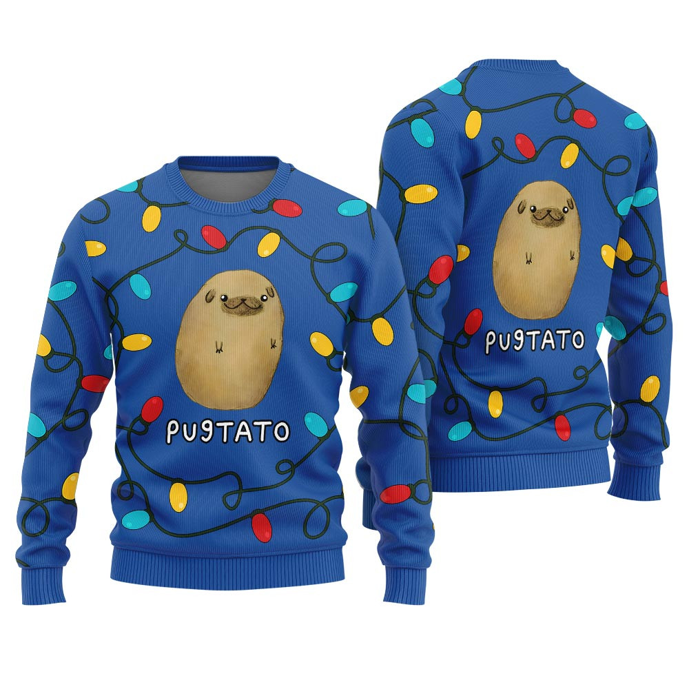 Cute Pugtato Pug Ugly Christmas Sweater For Men Special Merch Gift Idea for Festive Celebrations