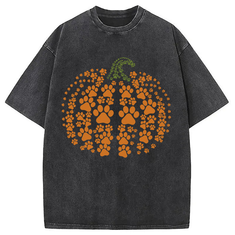 Cute Pumpkin Washed T-Shirt Minimal Retro Graphic Clothing Gifts For Brother