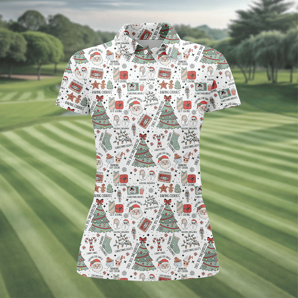 Cute Santa Claus Gift Christmas Polo Shirt Winter Apparel Xmas Gifts For Her