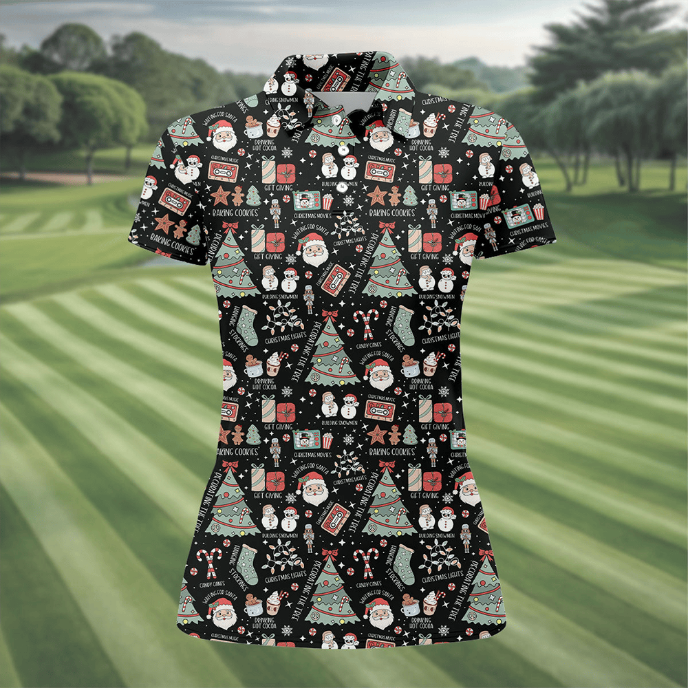 Cute Santa Claus Gift Polo Shirt Christmas Golf Shirt Golf Gift For Women