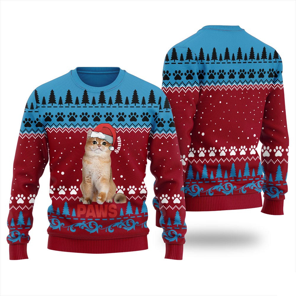 Cute Santa Paws Custom Pet Christmas Sweater Ugly Christmas Sweaters For Sale