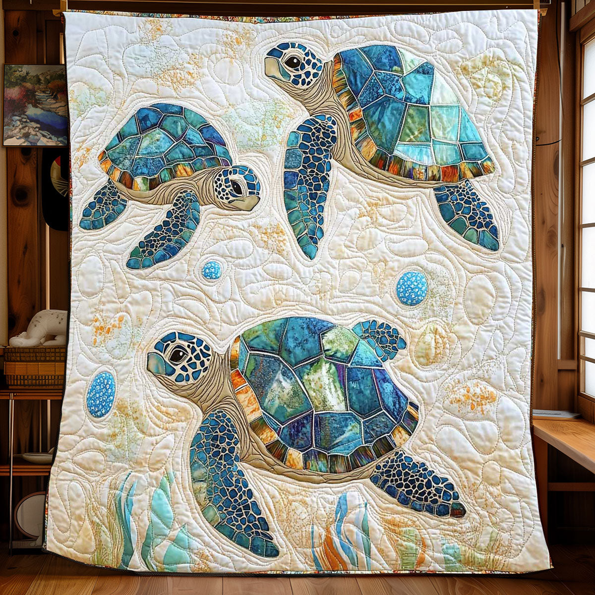 Cute Sea Turtle Quilt Charming Quilt Blanket Gift for Festive Spirit