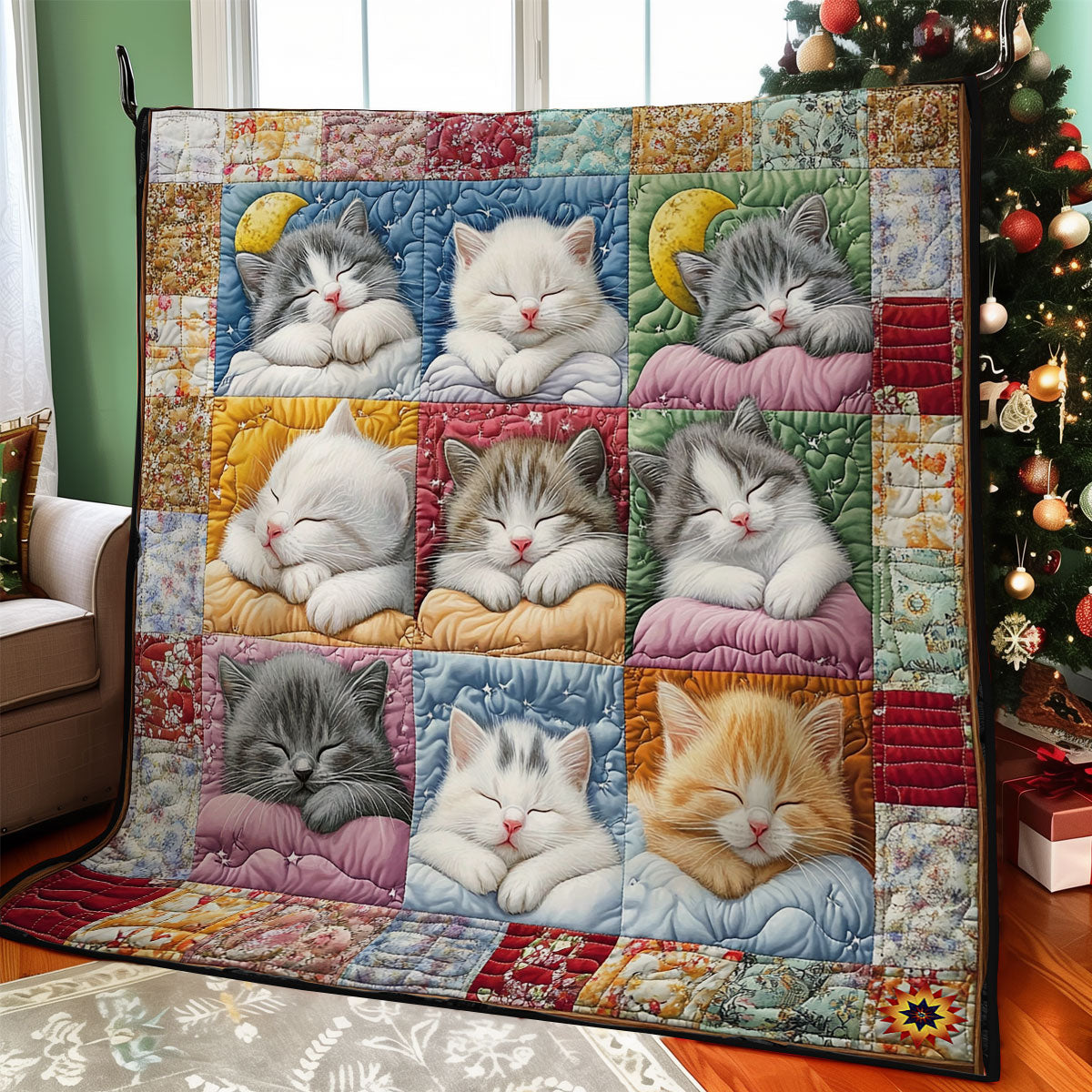 Cute Sleeping Kitten Quilt Blanket Christmas Throw Blanket Christmas Gifts For Relatives