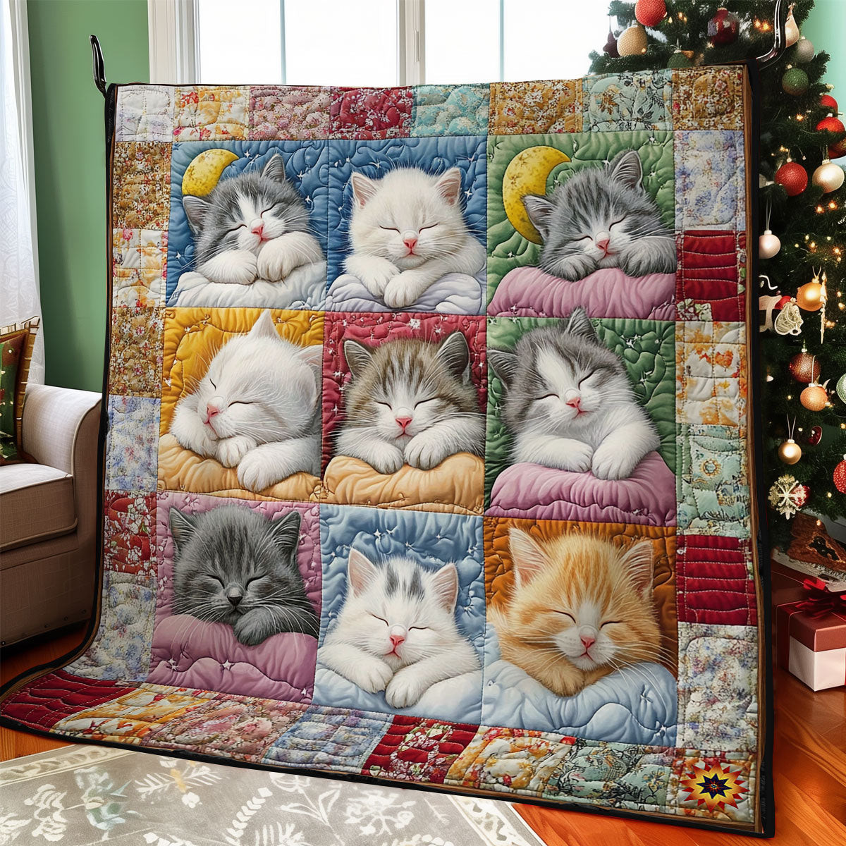 Cute Sleeping Kitten Quilt Blanket Throw Blankets For Couch Mother's Day Gift Ideas For Wife