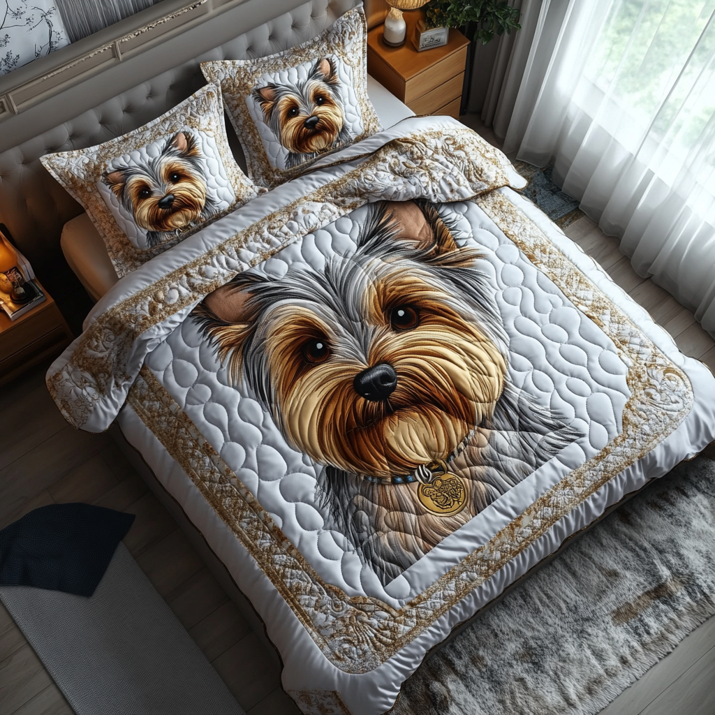 Cute Terrier Quilted Bedding Set Premium Comforter Set for Restful Nights