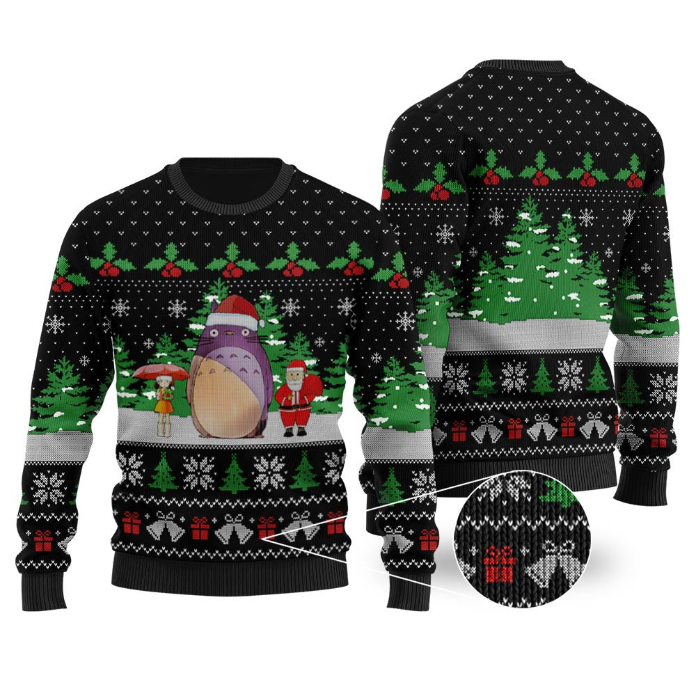 Cute Totoro Ugly Christmas Sweater Black Exclusive Christmas Sweater Merch Gift Edition