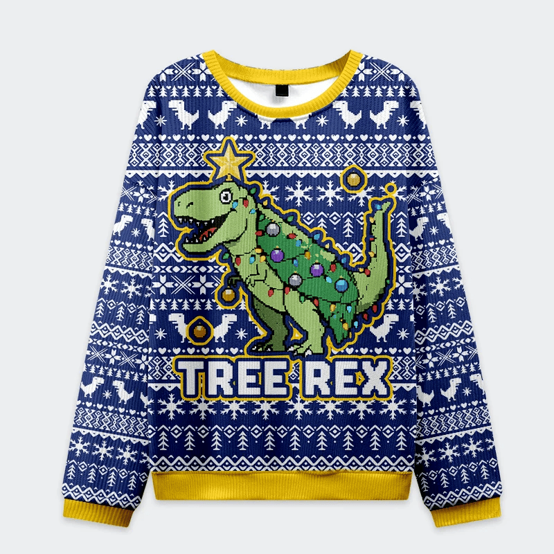 Cute Tree Rex Christmas Ugly Sweatshirt Dark Humor Christmas Sweaters