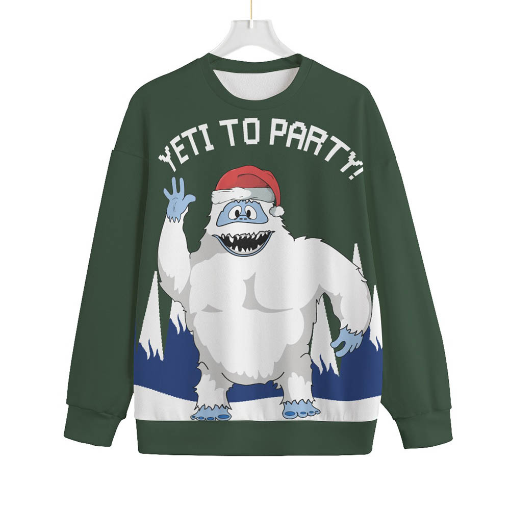 Cute Yeti Plus Size Ugly Sweater Forest Green Casual Winter Sweatshirt for Daily Comfort