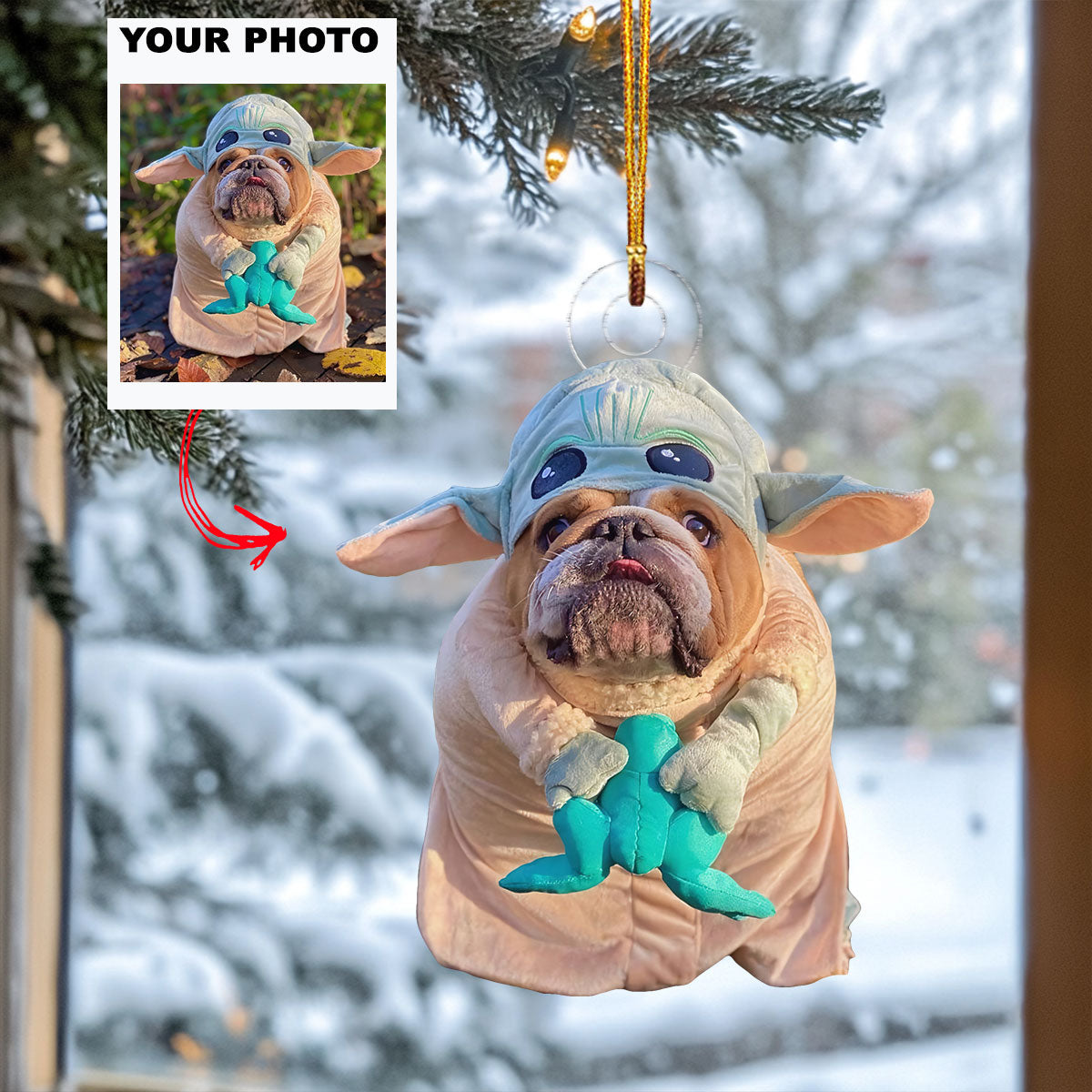 Cute Yoda Personalized Photo Mica Ornament Gift For Dog Lovers Pet Lovers Dog Mom Dog