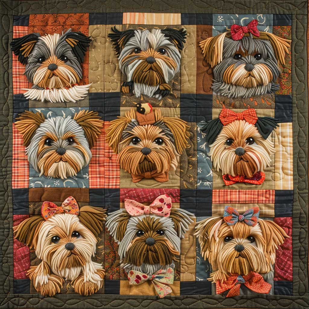 Cute Yorkshire Terrier Dogs Quilt Blanket King Size Blanket Good Gifts For Dog Lovers