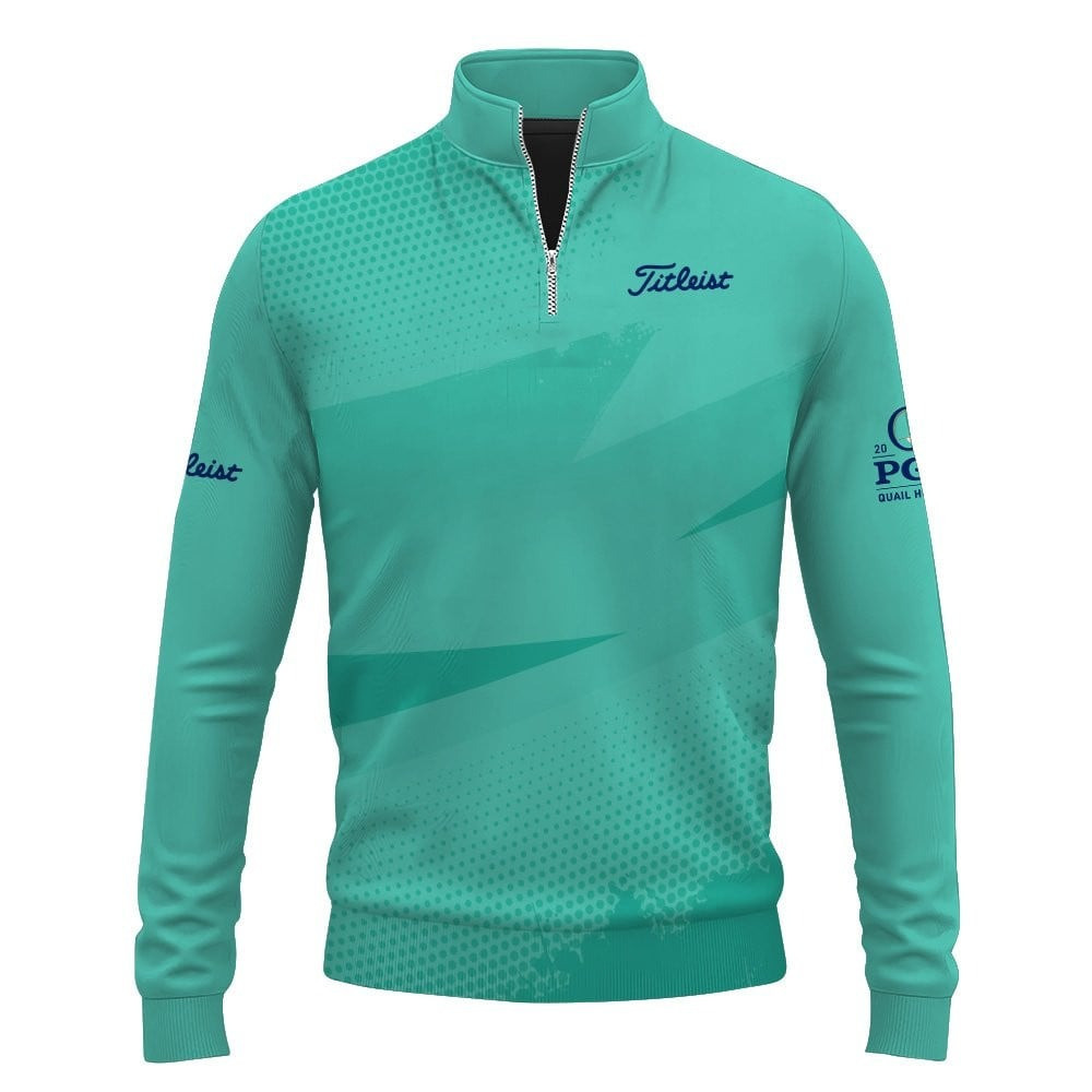 Cyan Green 2025 PGA Championship Men Quarter-Zip Pullover Gifts For Male Golfers