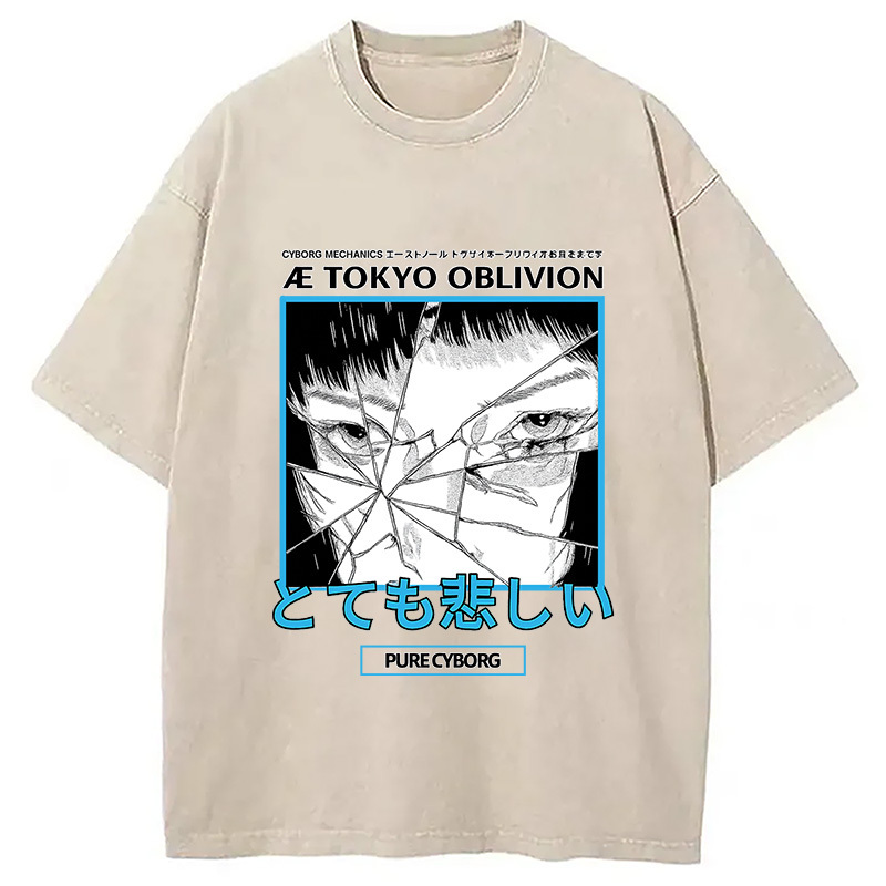 Cyberpunk Dark Fantasy Washed T-Shirt Soft Comfortable Daily T Shirt Gifts For BFF